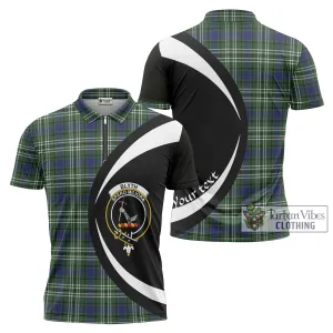 Blyth Tartan Zipper Polo Shirt with Family Crest Circle Style