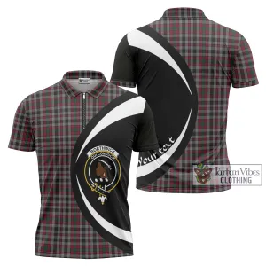 Borthwick Tartan Zipper Polo Shirt with Family Crest Circle Style