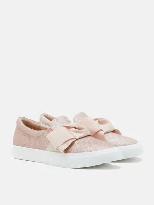 Bow Glittered Slip On Sneakers