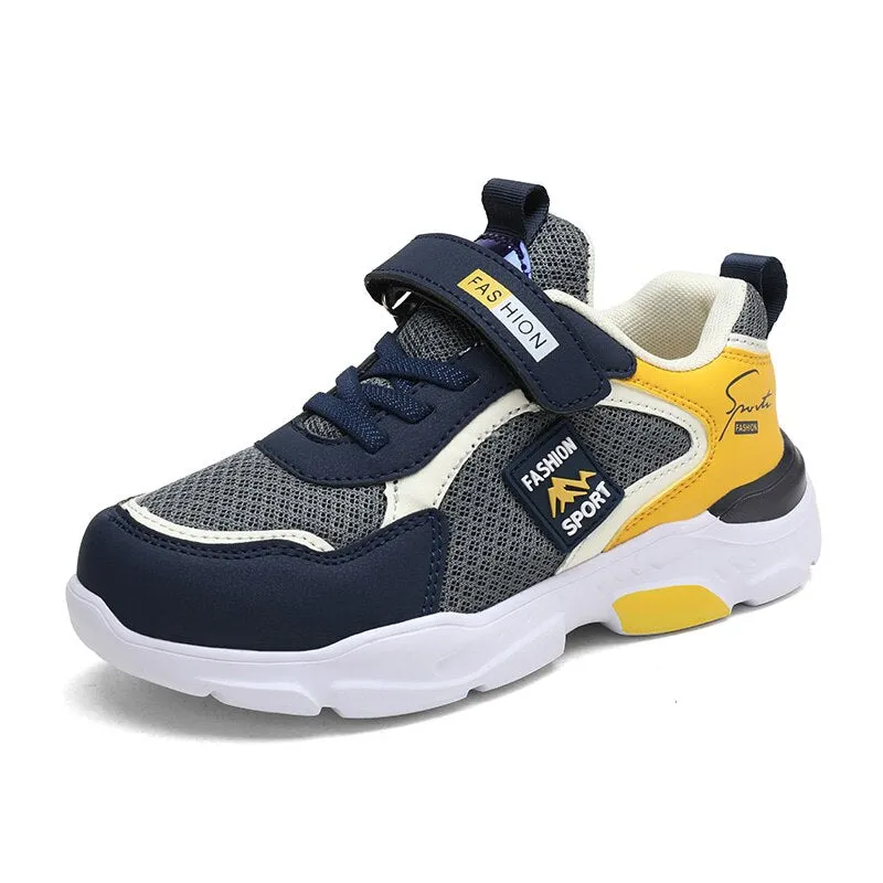 Boys' sports shoes, breathable mesh comfortable leather shoes