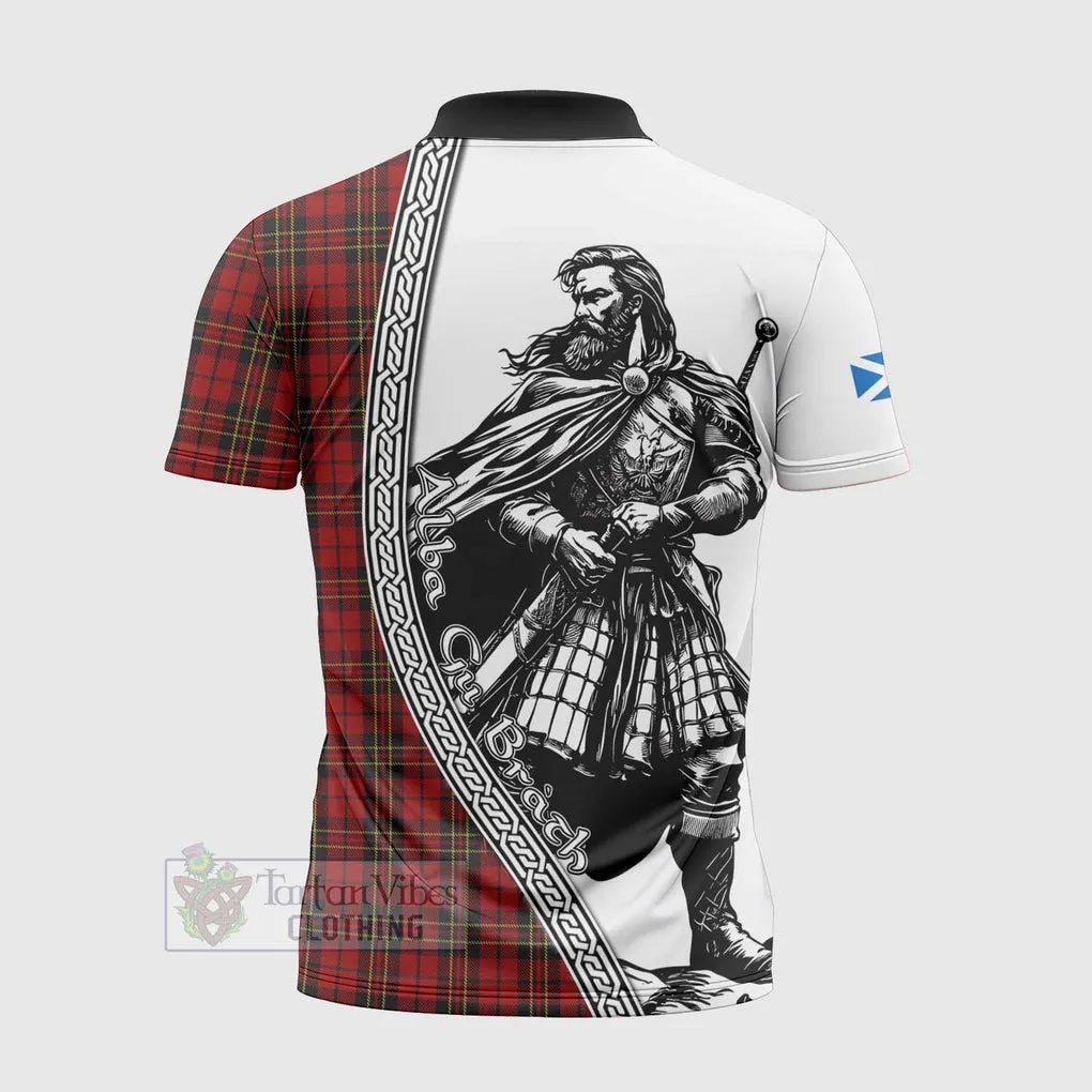 Brodie Tartan Clan Crest Zipper Polo Shirt with Highlander Warrior Celtic Style