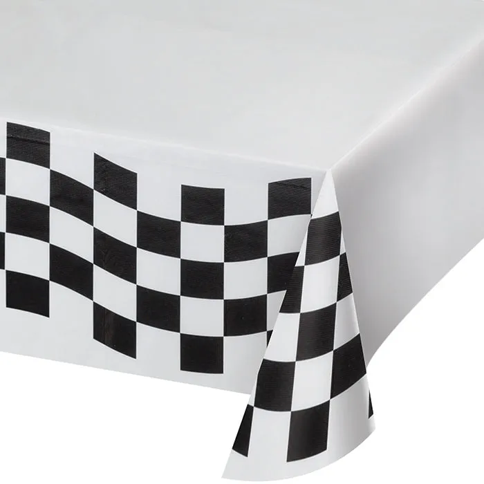 Bulk Black and White Check Paper Table Covers (12 per Case)