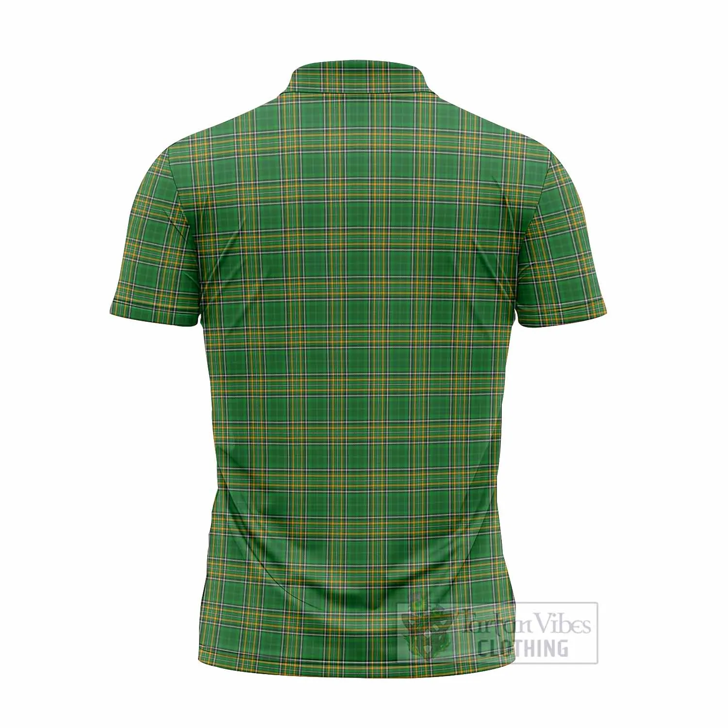 Burke Irish Clan Tartan Zipper Polo Shirt with Coat of Arms