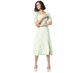 Campus Sutra Women's Midi Dress (SUSU22_CSWSSDR5107_M_Mint_M)