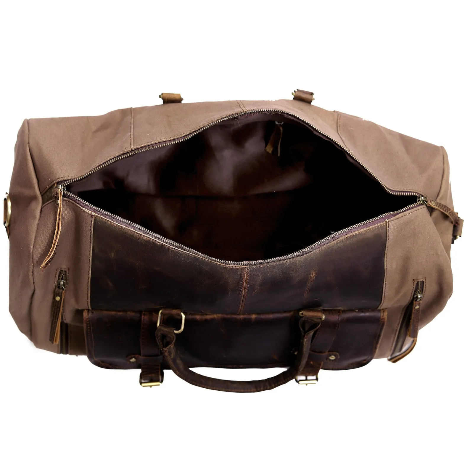 Canvas Leather Duffle Travel Bag