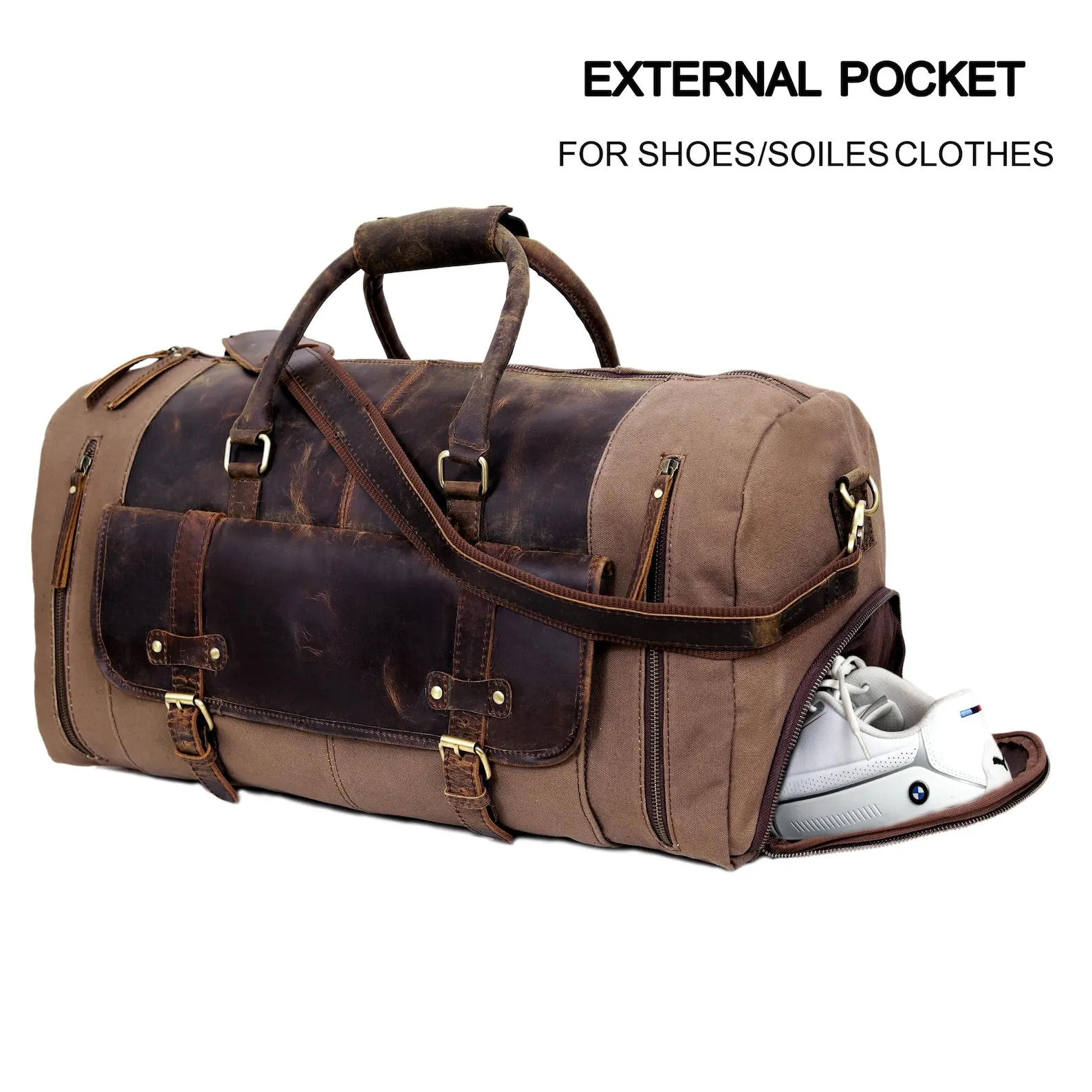 Canvas Leather Duffle Travel Bag