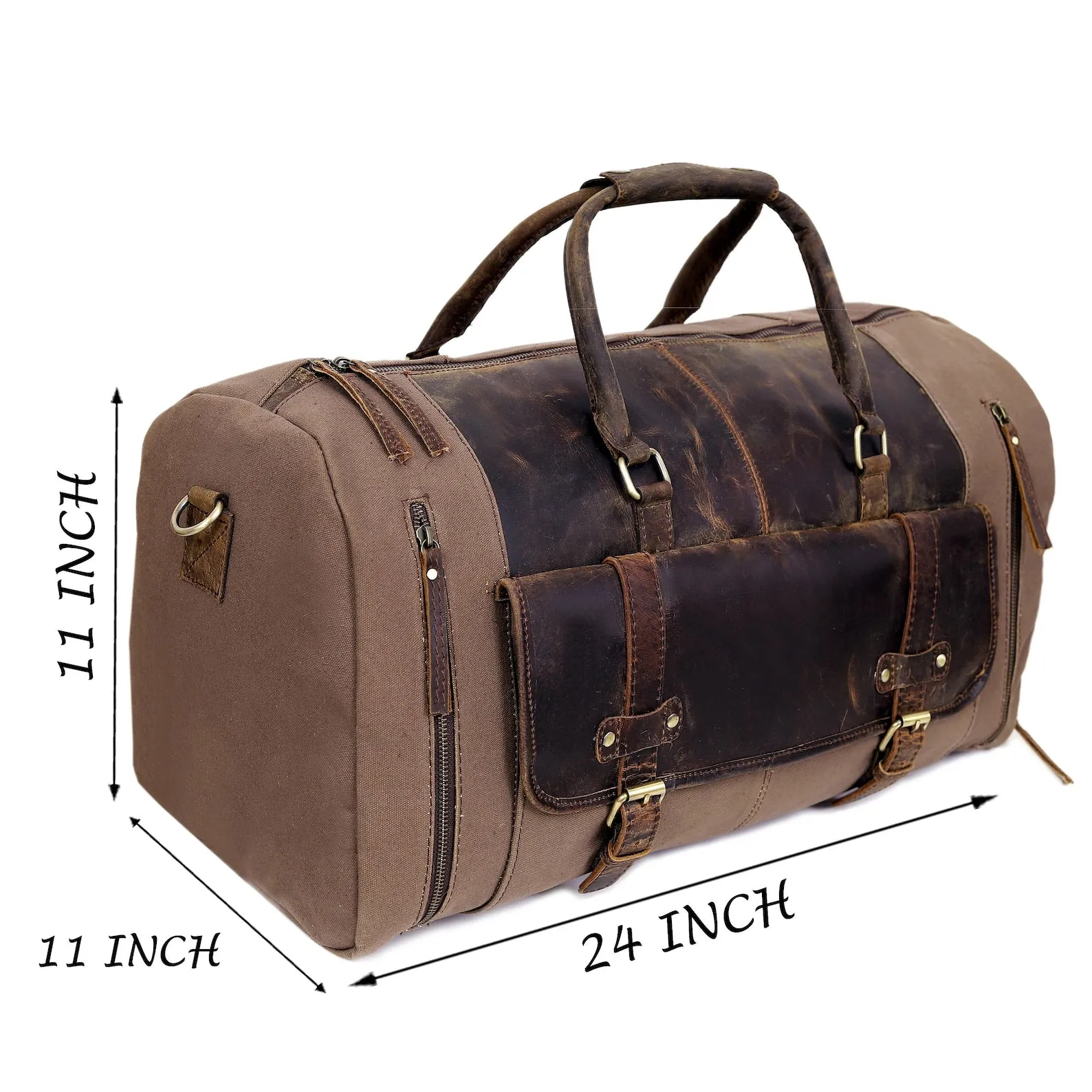 Canvas Leather Duffle Travel Bag