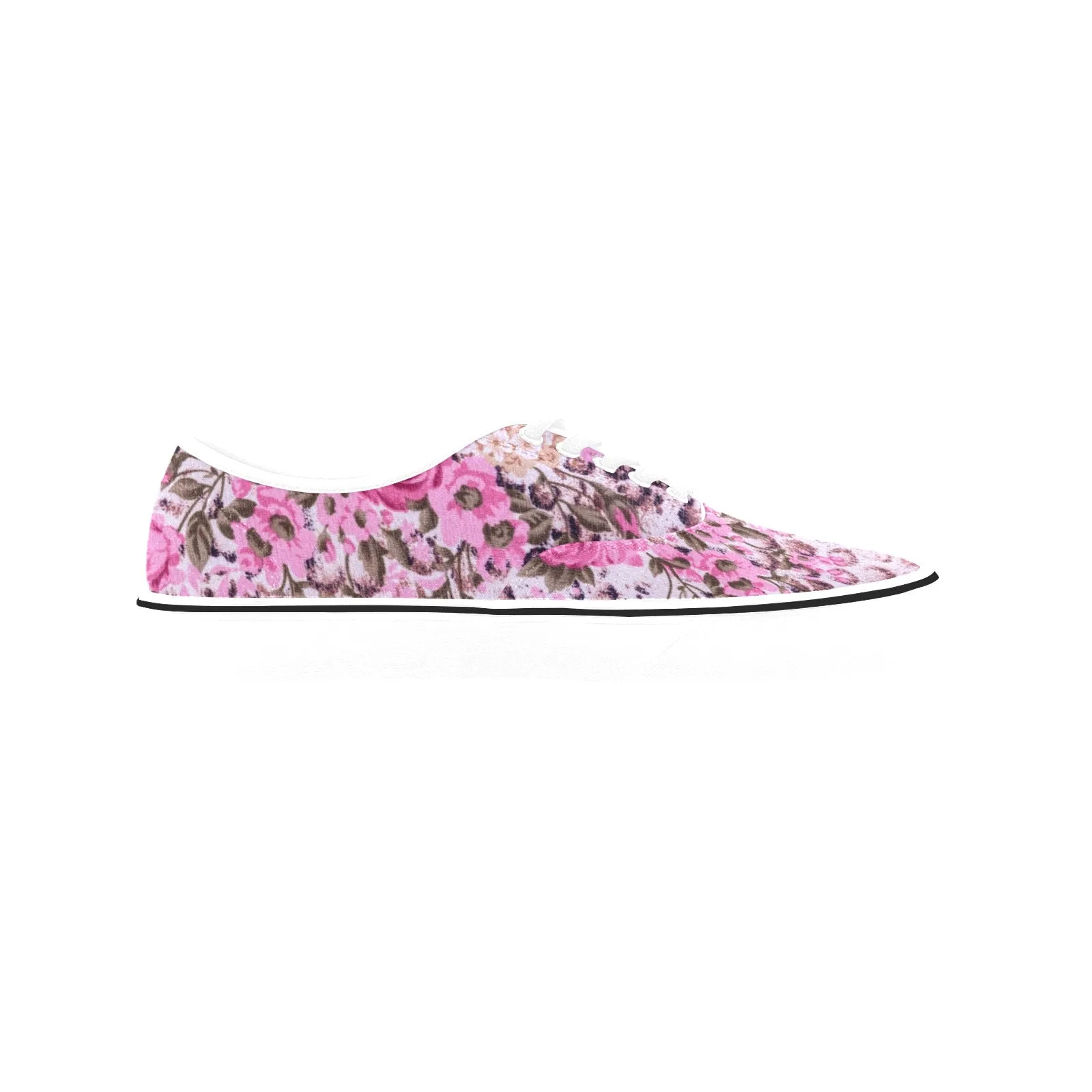 Cheetah Pink, Women's Classic Canvas Low Top Sneakers