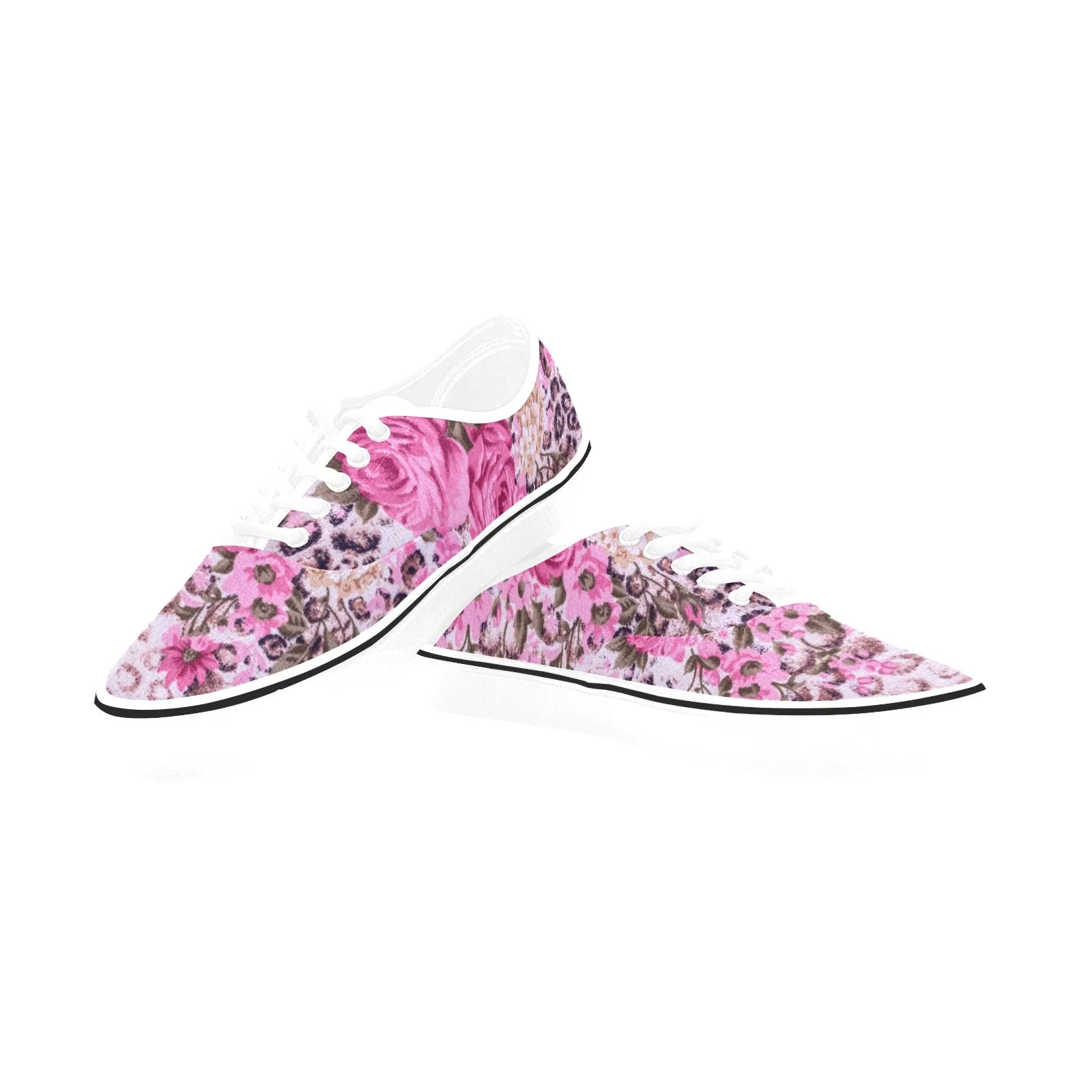 Cheetah Pink, Women's Classic Canvas Low Top Sneakers