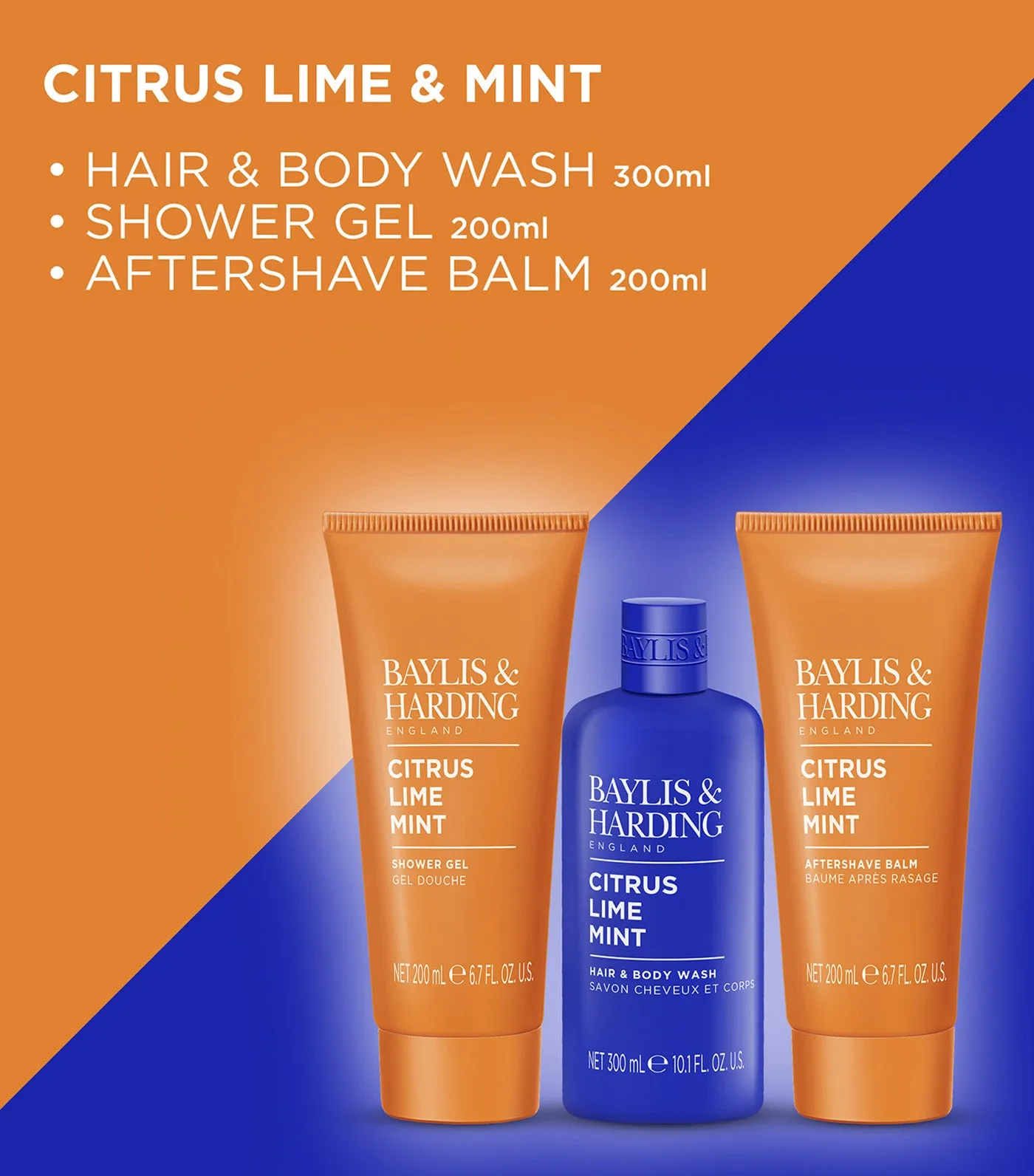 Citrus, Lime and Mint Men's Invigorating Shower Trio Gift Set