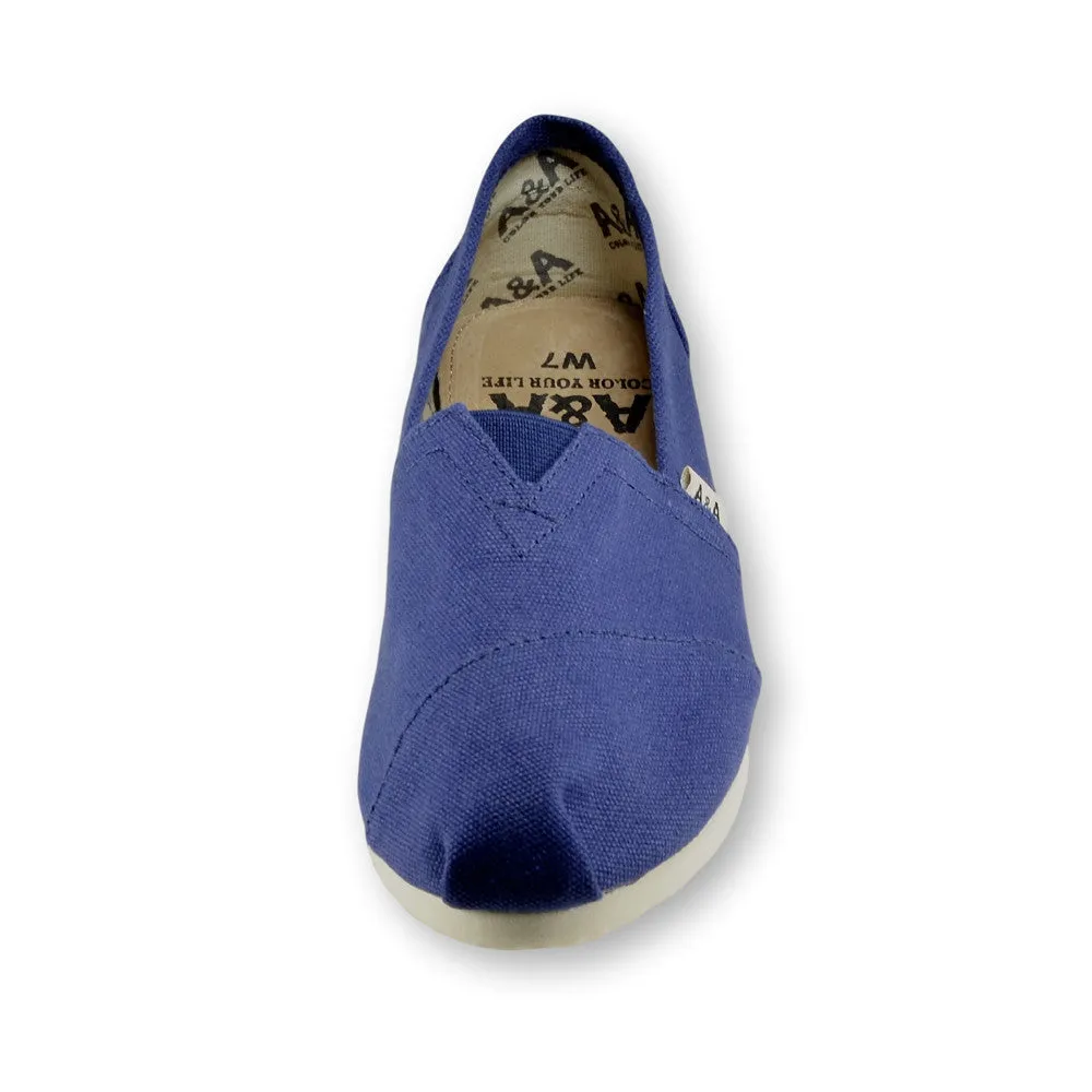 Classic Navy Blue Canvas Slip On Shoes Alpargatas (Unisex)