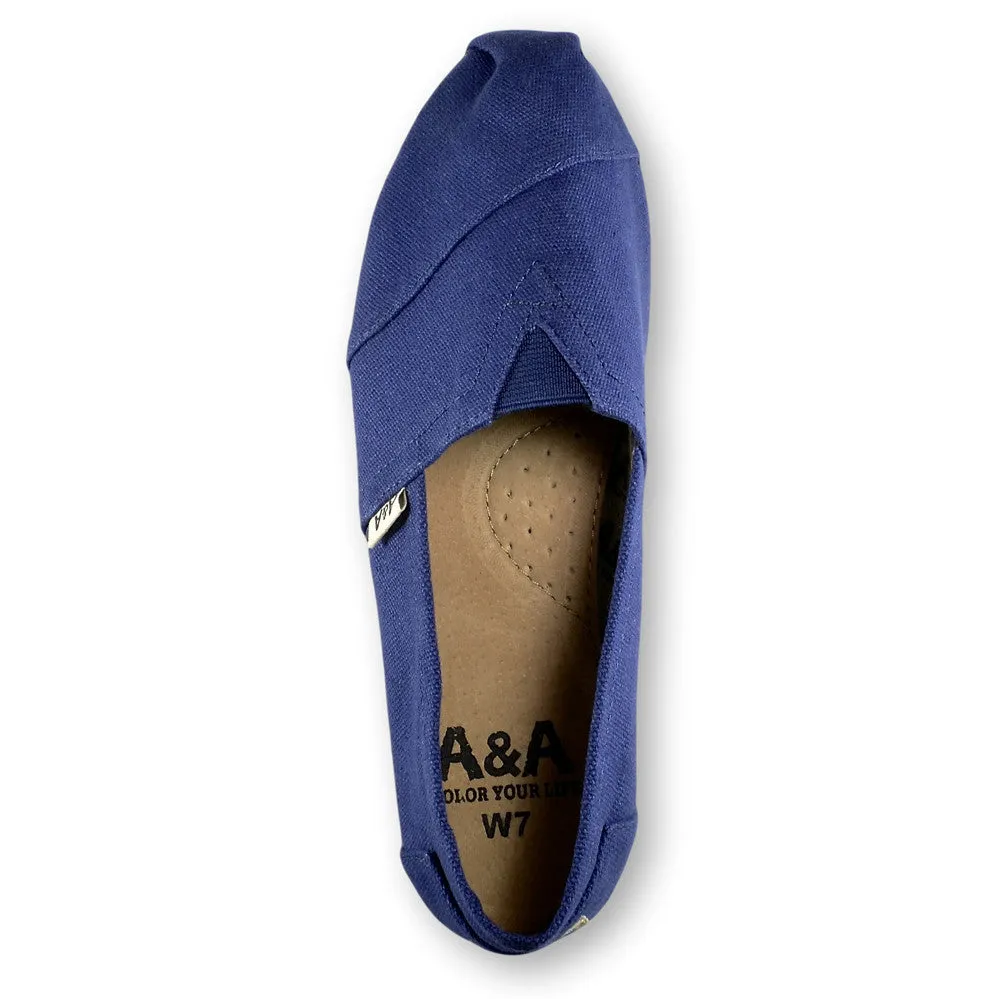 Classic Navy Blue Canvas Slip On Shoes Alpargatas (Unisex)