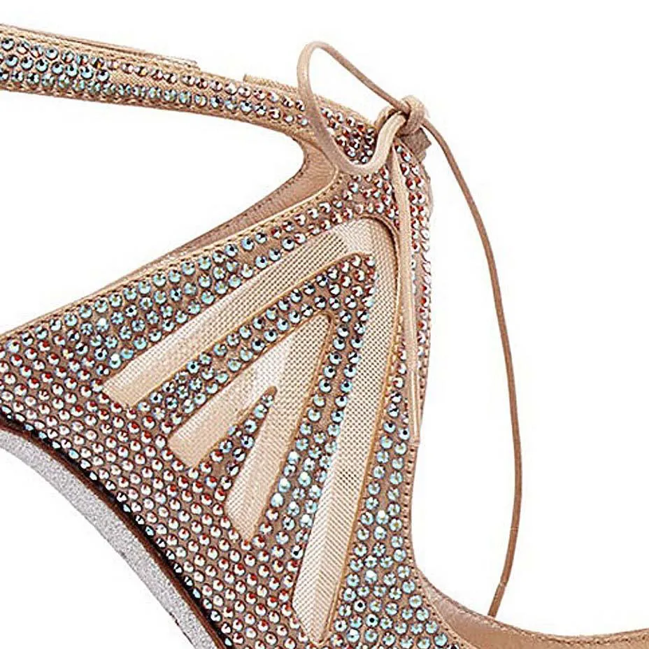 Closed Toe  Rhinestone Metallic Sandals