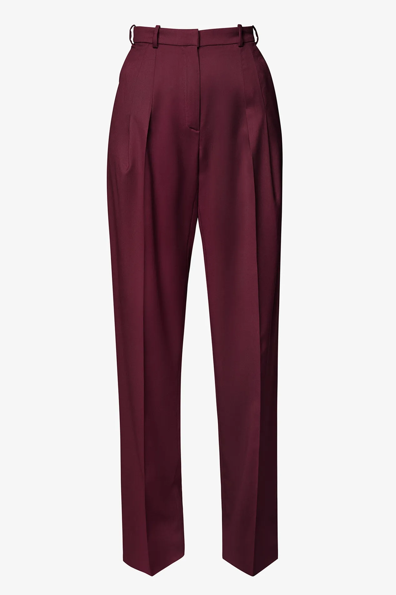 Cosmopolitan Wide Wool Pants in Burgundy