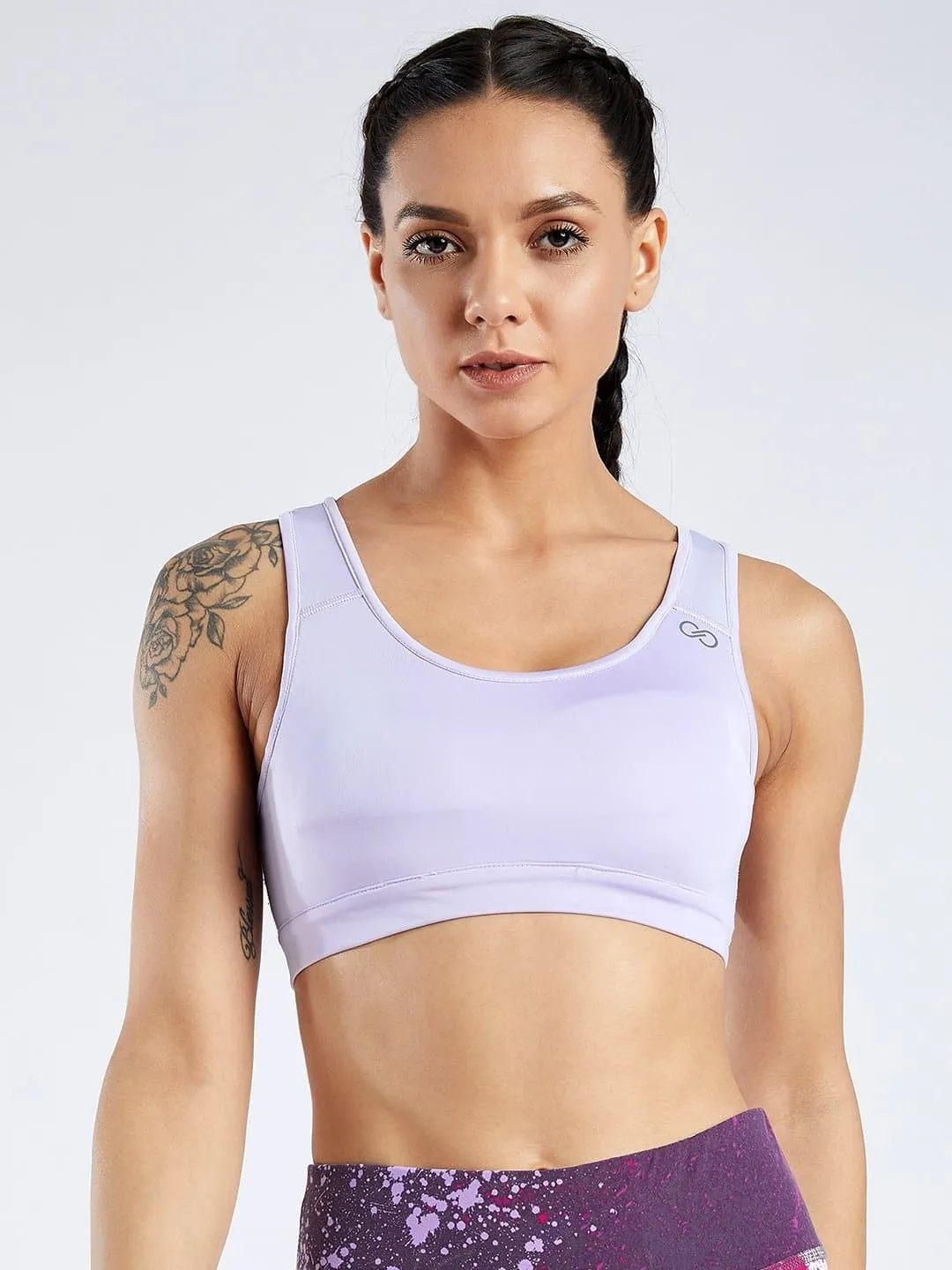 Creeluxe Power Me Lavender Grey Sports Bra