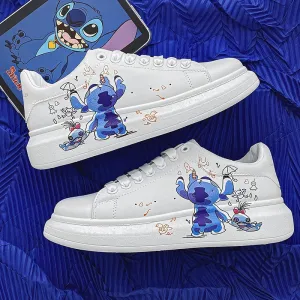 Disney Stitch Couple Fashion Men Women Vulcanize Shoes Male Platform Sneakers Girls Casual kateboarding Shoes flats 3D graffiti