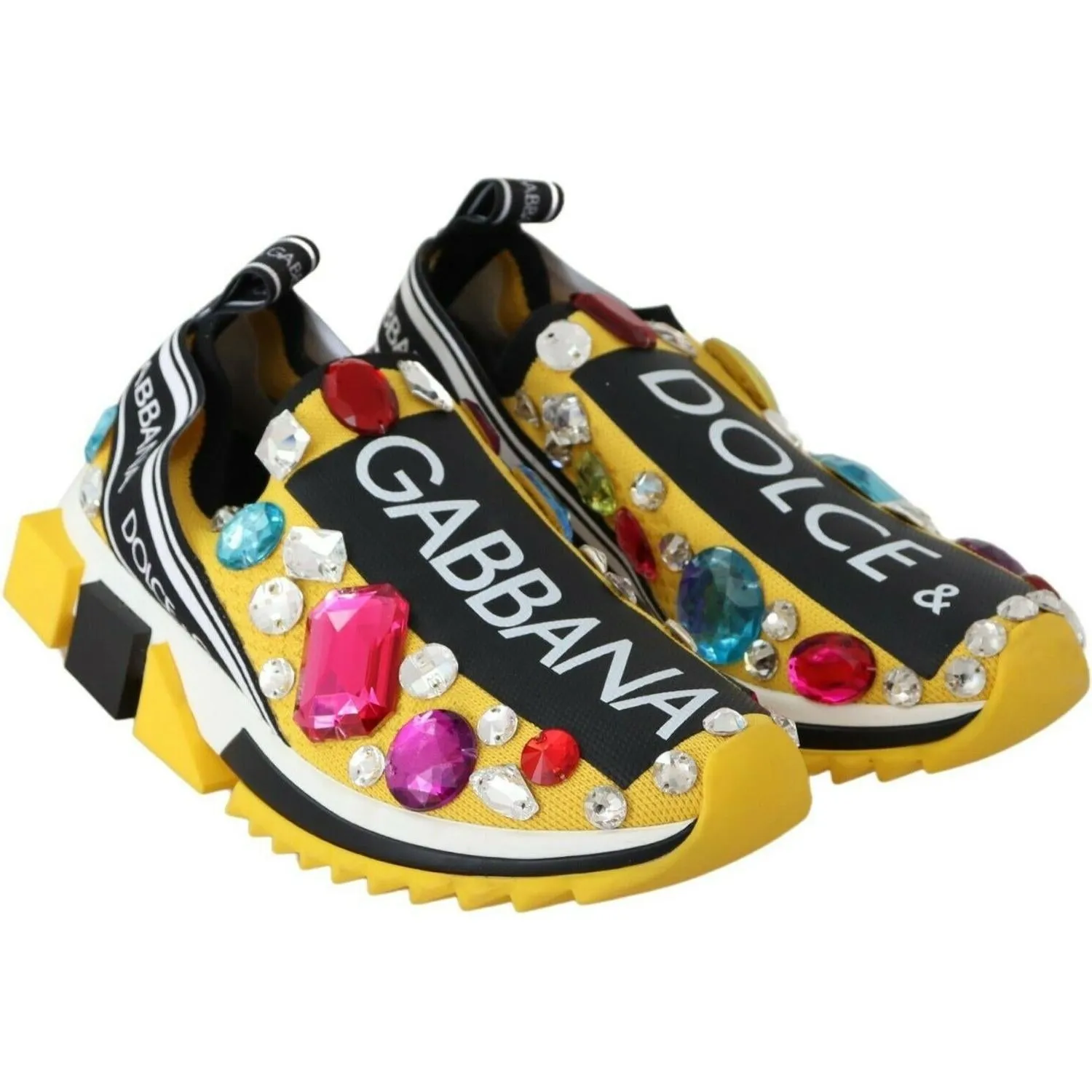 Dolce & Gabbana Embellished Yellow Sorrento Sneakers