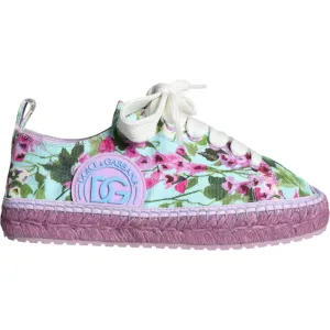 Dolce & Gabbana Multicolor Canvas Floral Espadrilles Sneakers Shoes