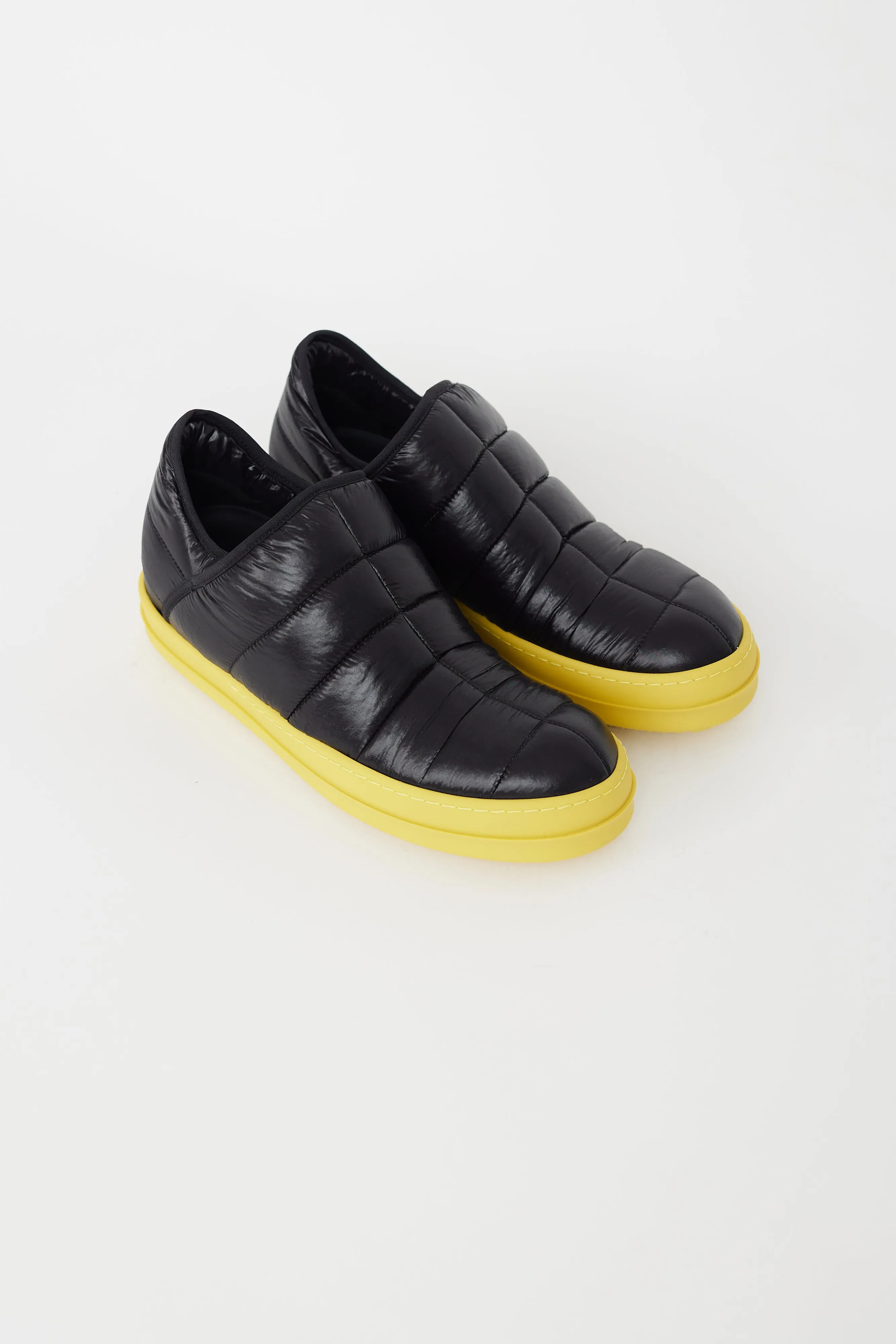 DRKSHDRW Black & Yellow Puffer Slip On Sneaker