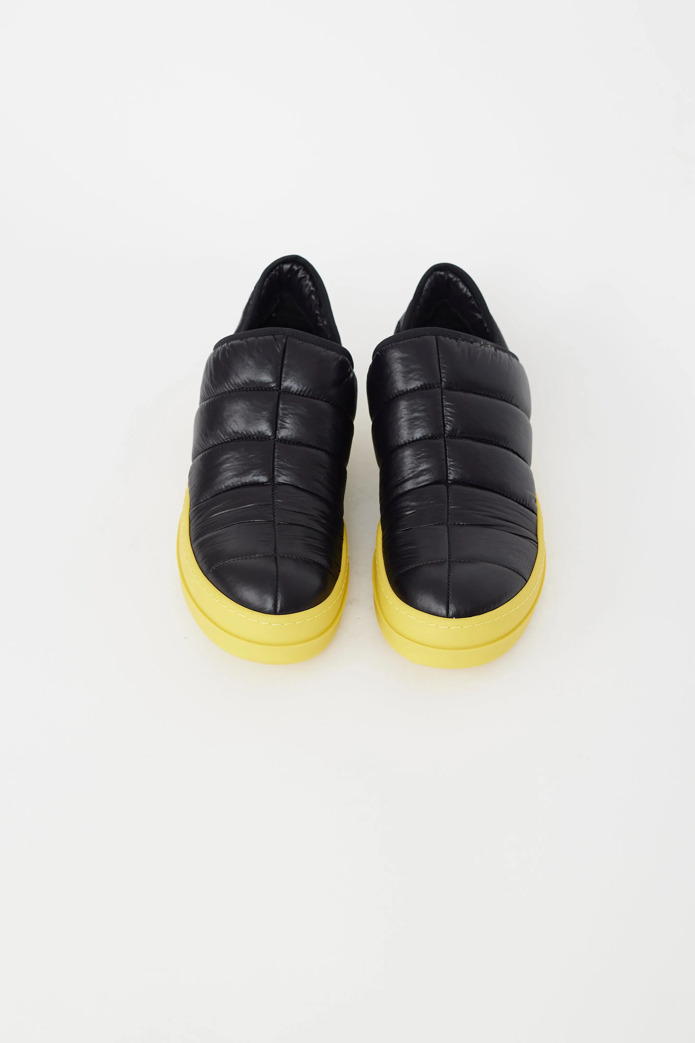 DRKSHDRW Black & Yellow Puffer Slip On Sneaker