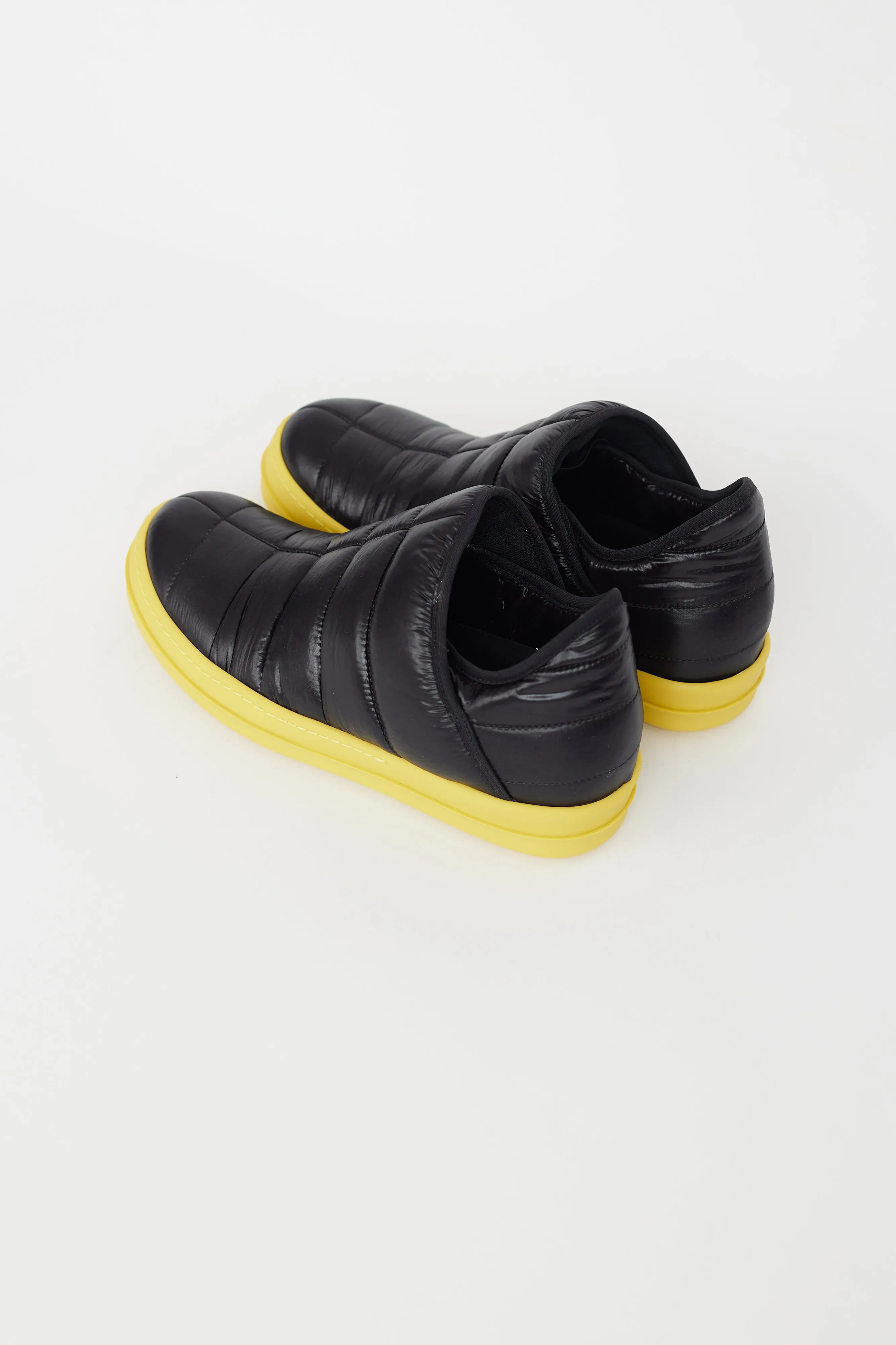 DRKSHDRW Black & Yellow Puffer Slip On Sneaker