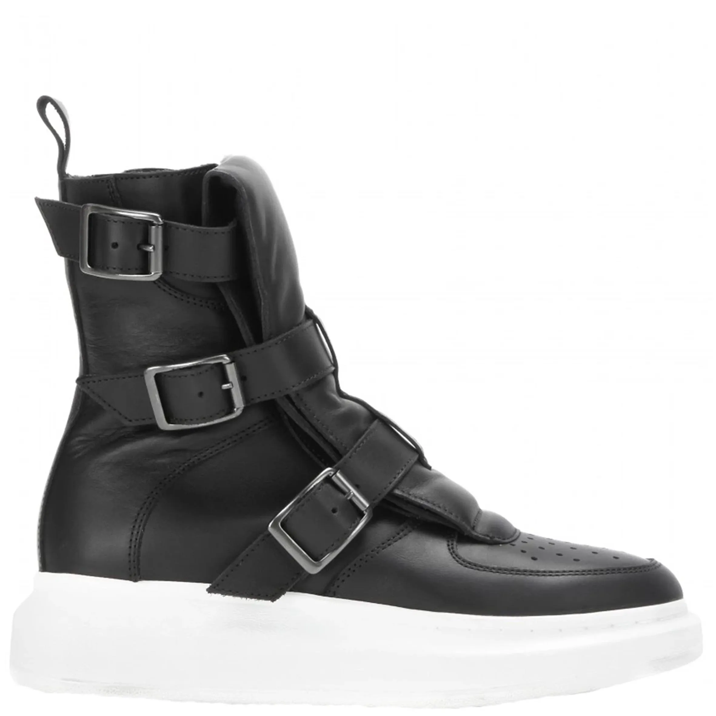 ES Buckle High-Top Sneakers, Black