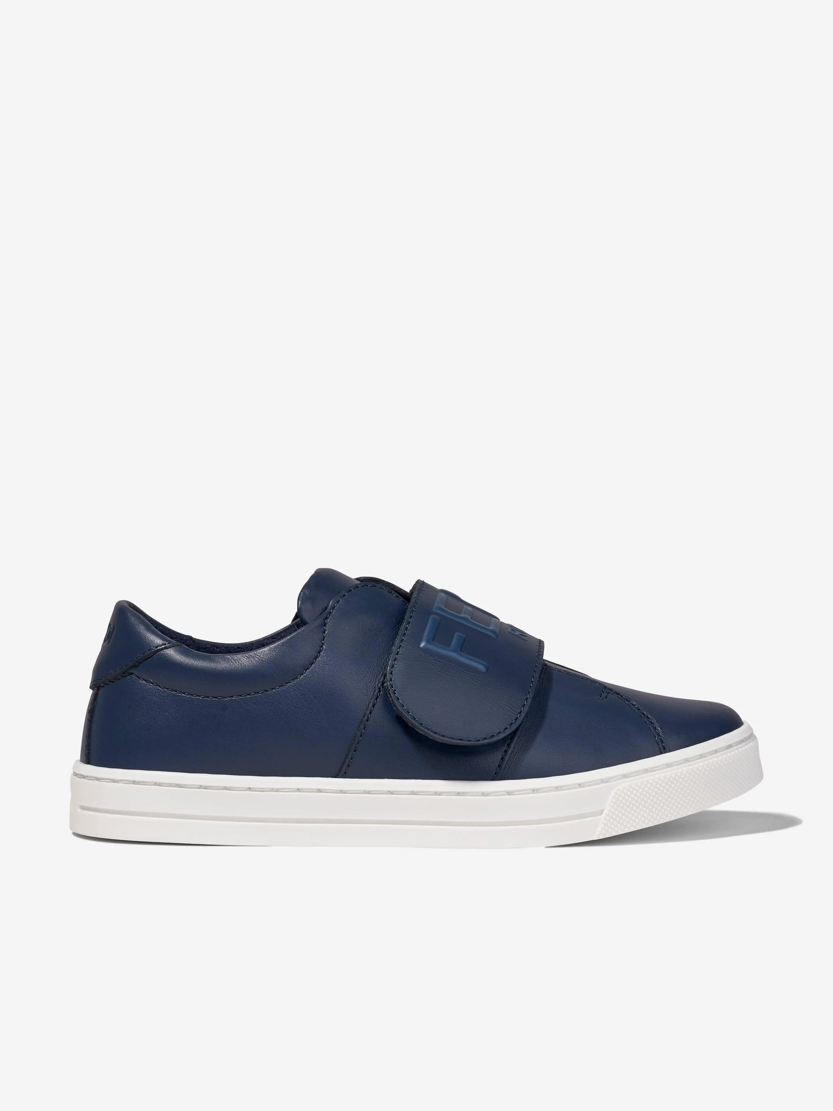 Fendi Kids Leather Logo Trainers in Navy