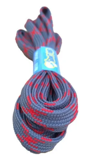 Flat Grey and Red Bootlaces - 10mm wide