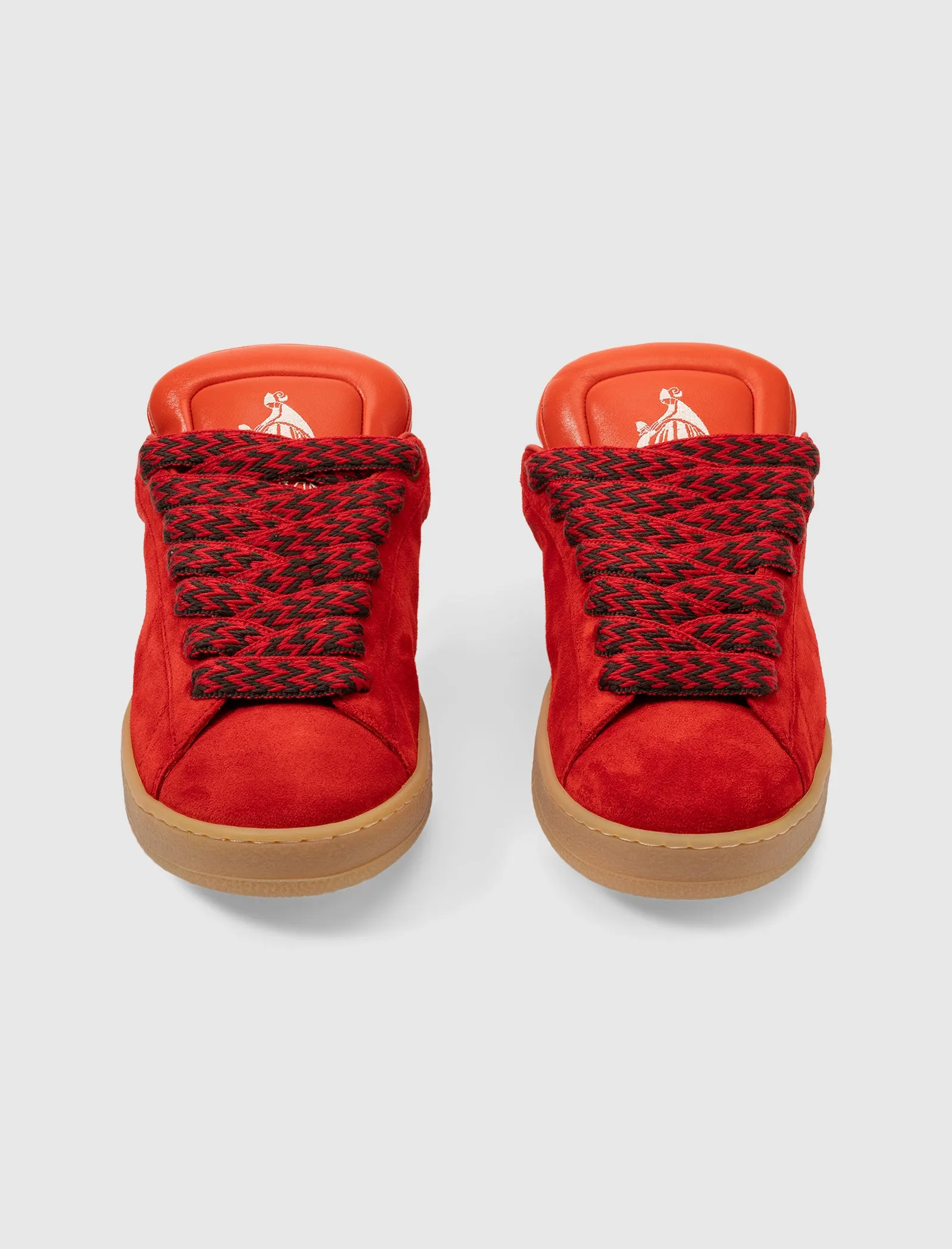 FUTURE X HYPER CURB SNEAKERS IN LEATHER AND SUEDE (RED/ORANGE)