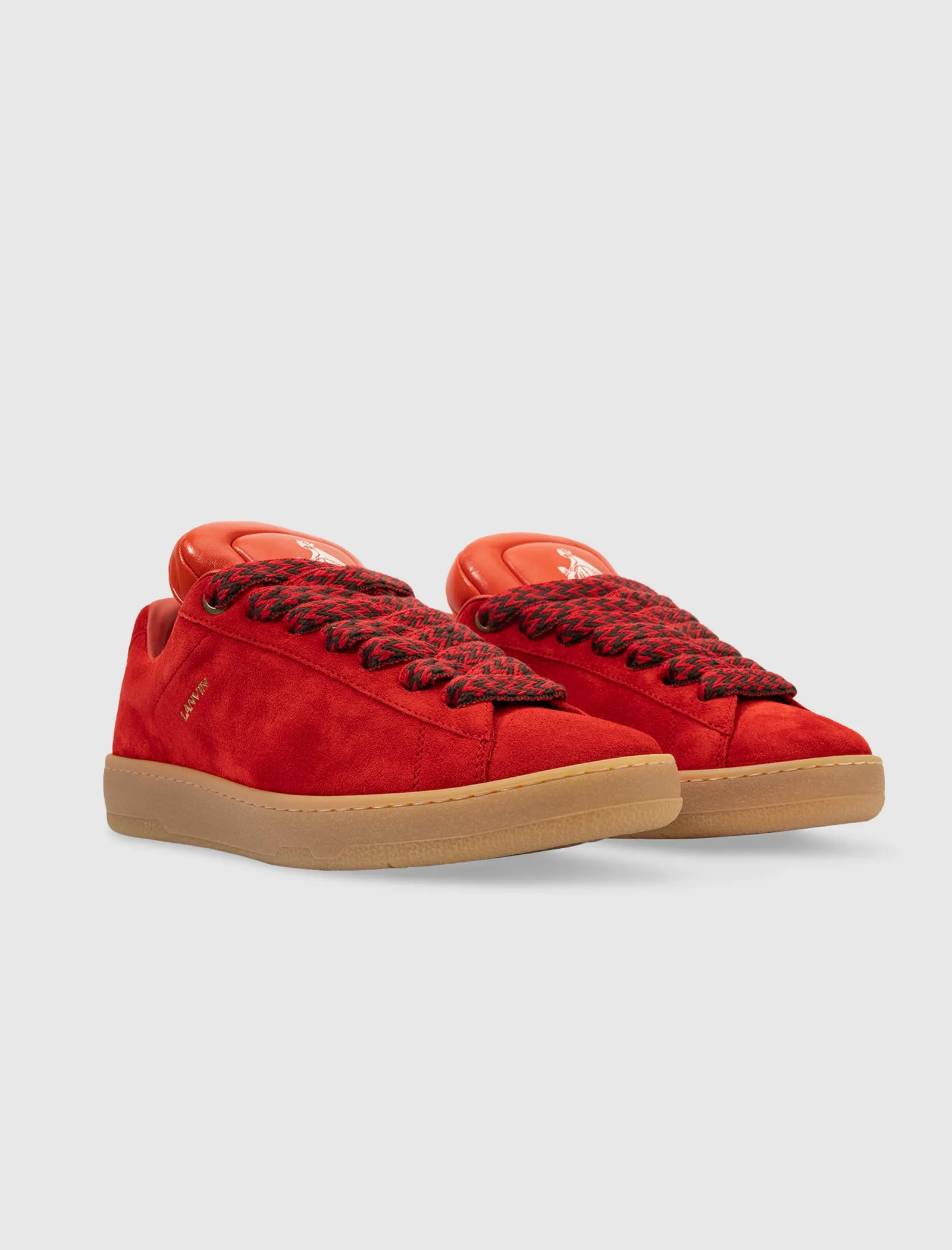 FUTURE X HYPER CURB SNEAKERS IN LEATHER AND SUEDE (RED/ORANGE)