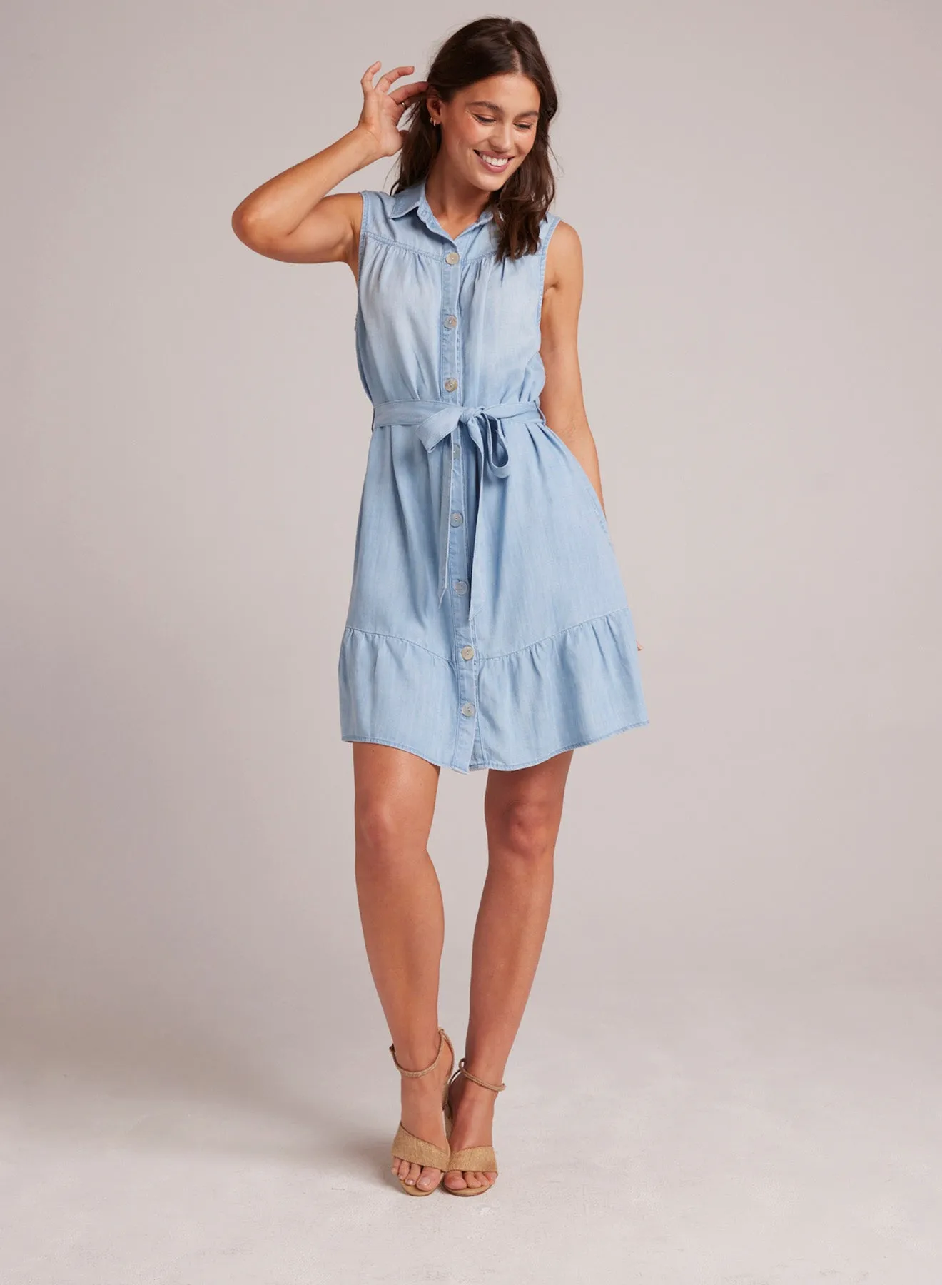 Gathered Ruffle Shirt Dress