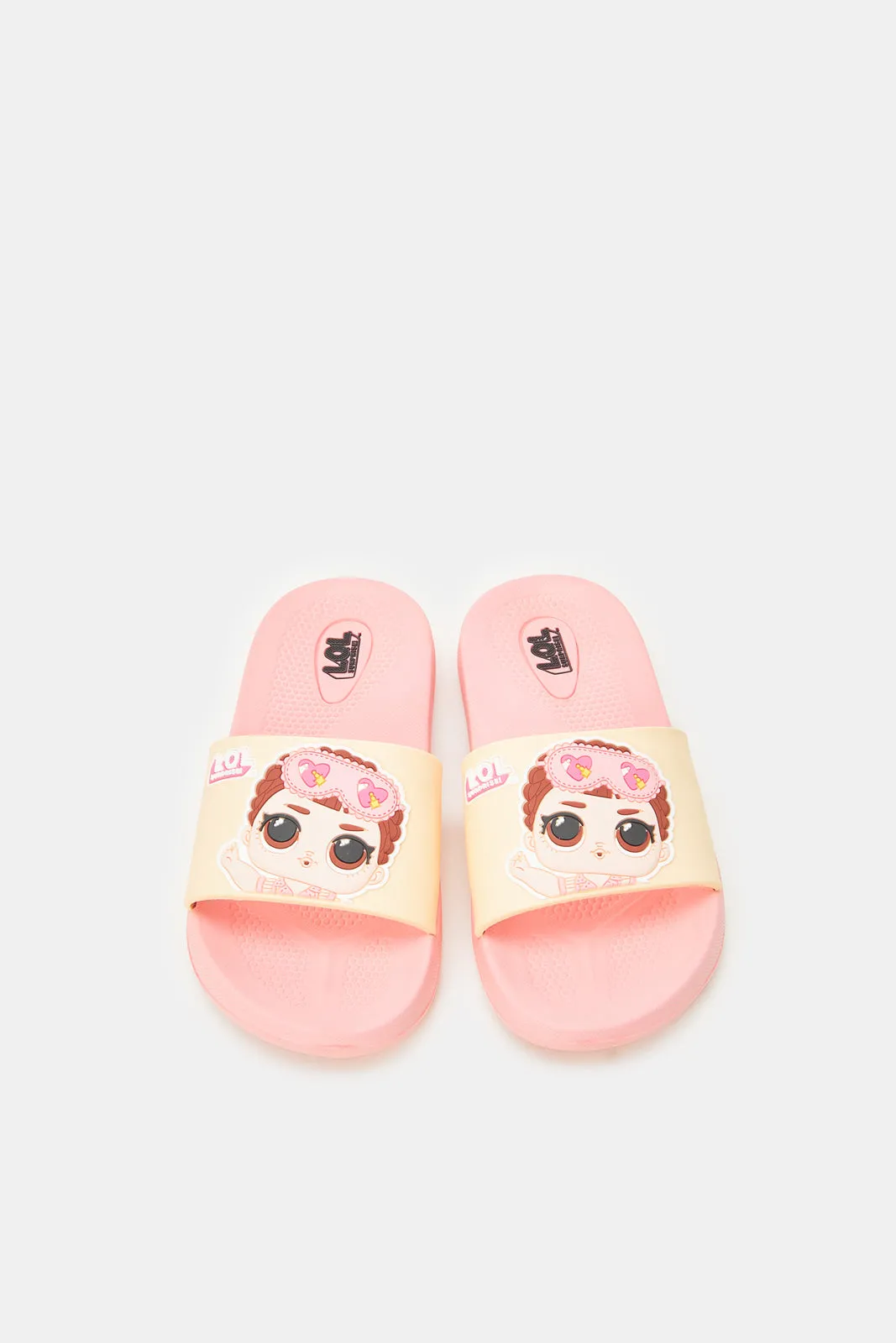 Girls Pink Embossed With L.O.L Printed Slide