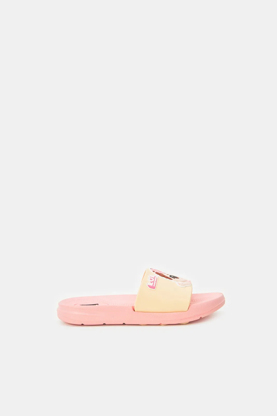 Girls Pink Embossed With L.O.L Printed Slide