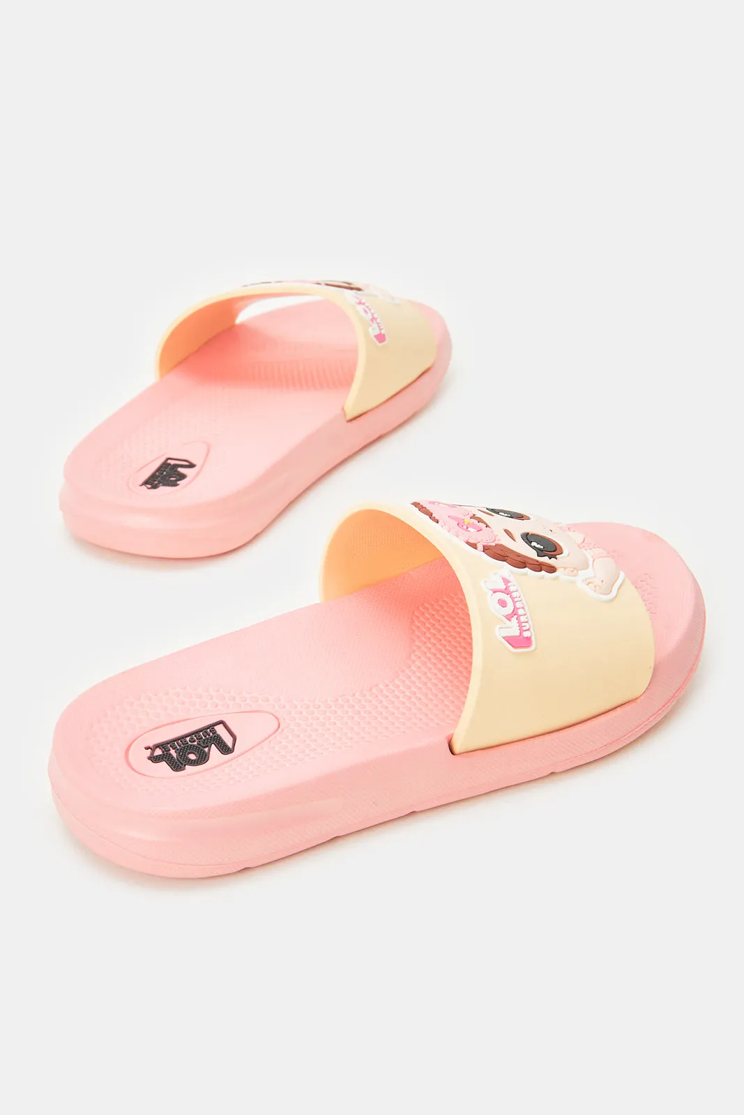 Girls Pink Embossed With L.O.L Printed Slide