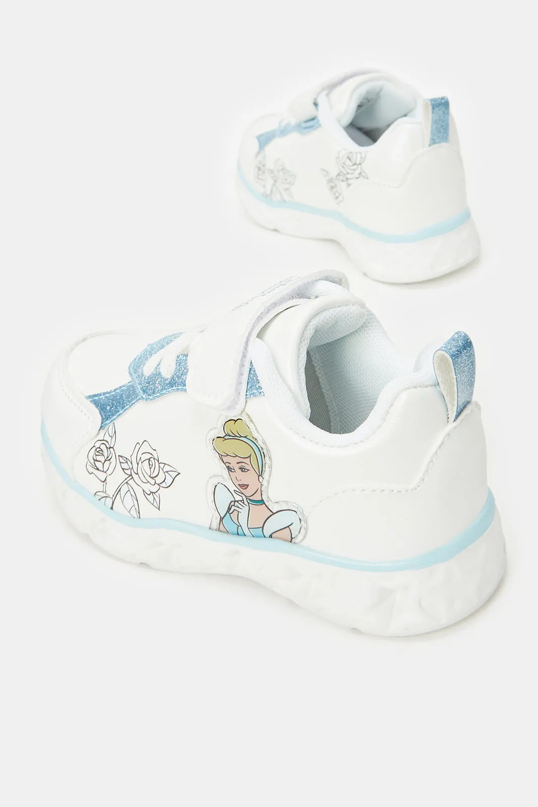 Girls White Cinderella Printed Chunky Sneakers