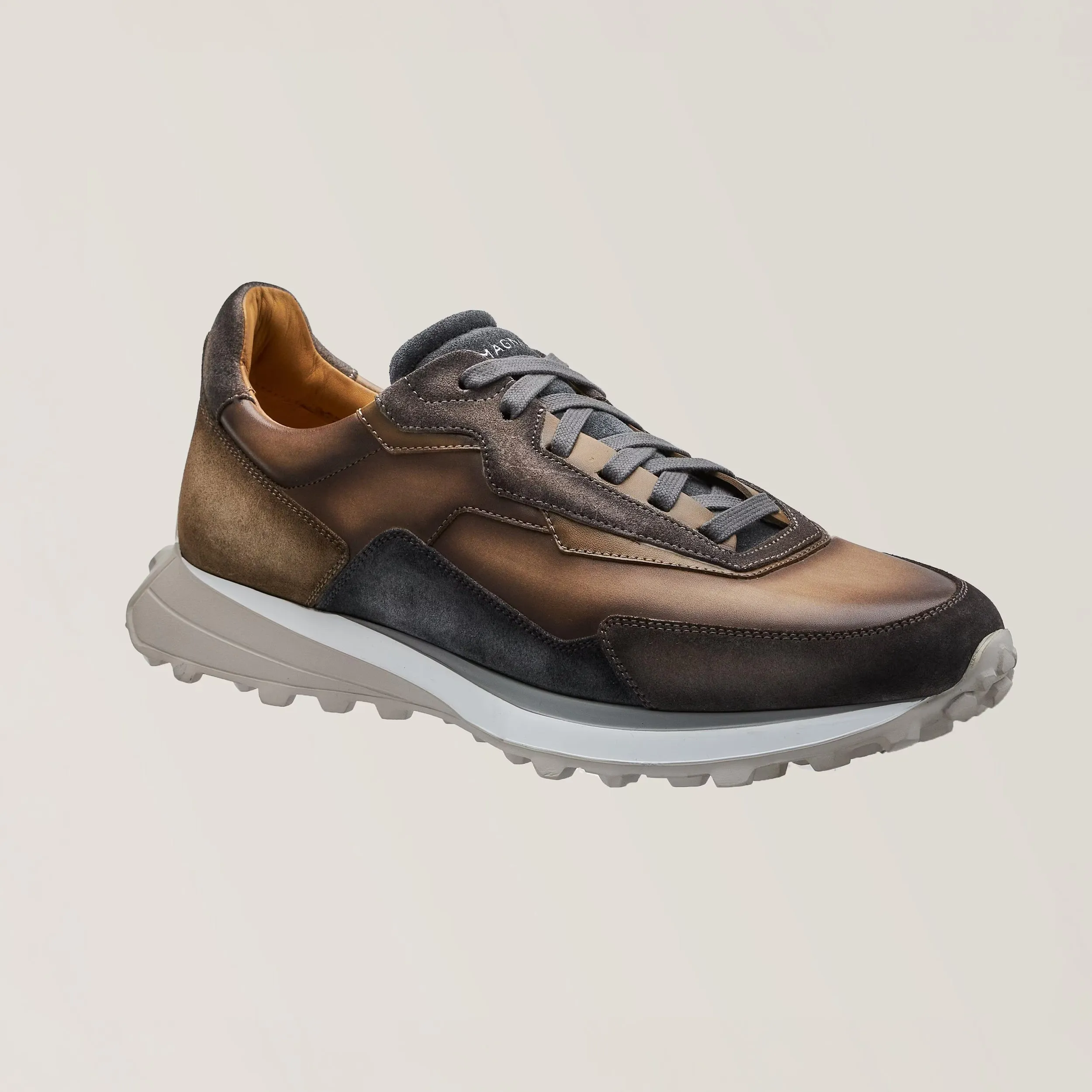 Gray & Taupe Leather Ultra Light Onyx Sneakers - Magnanni