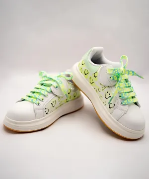 Green and White Coloured Printed Baby Shoes