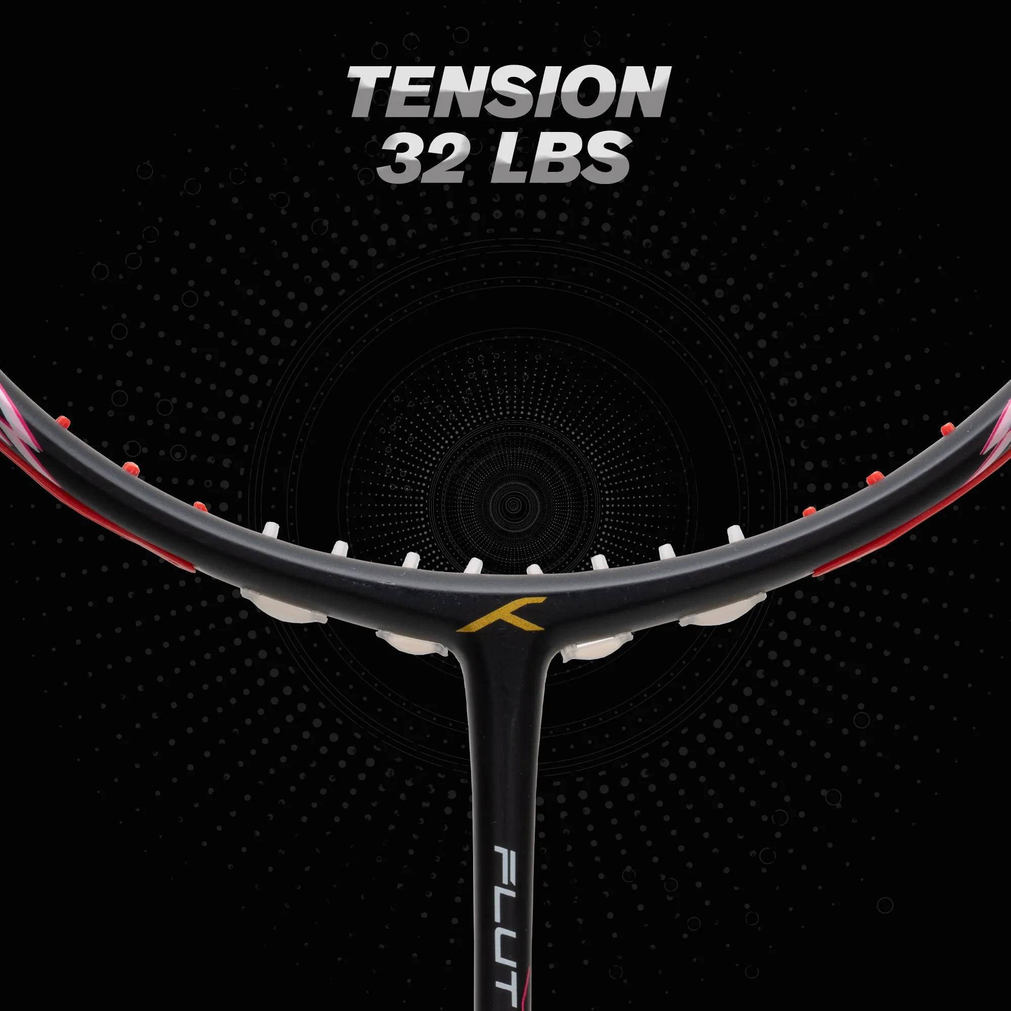 Hundred Flutter S Ctrl Superior Control Slim Shaft Strung Badminton Racquet (Black / Red)