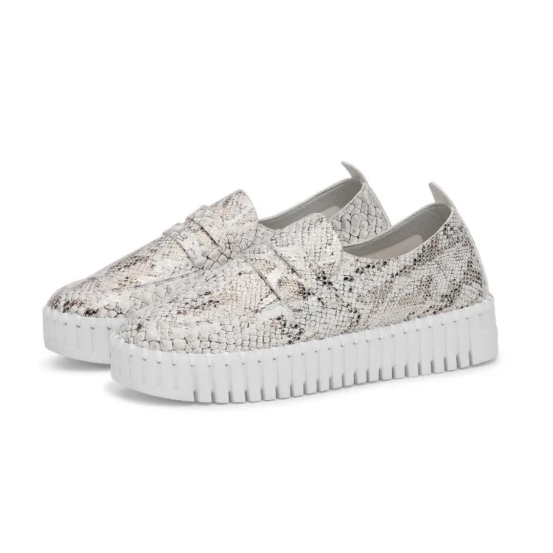 Ilse Jacobsen Tulip Snakeskin Platform - White