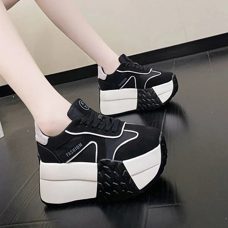 Joskaa 2024 New Black Chunky Platform Women Sneakers