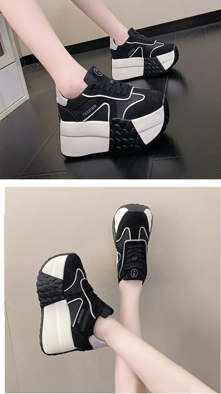 Joskaa 2024 New Black Chunky Platform Women Sneakers