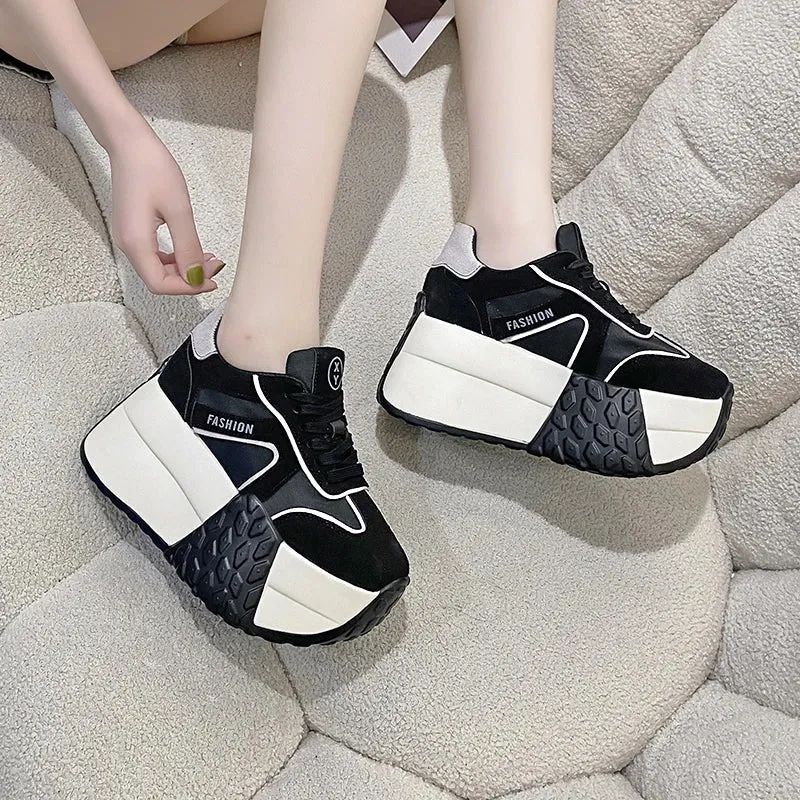 Joskaa 2024 New Black Chunky Platform Women Sneakers