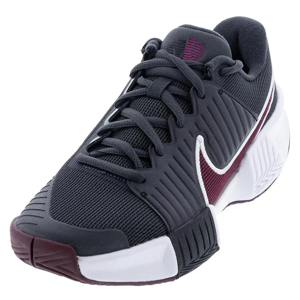 Juniors GP Challenge Pro Tennis Shoes Dark Smoke Grey and Sangria