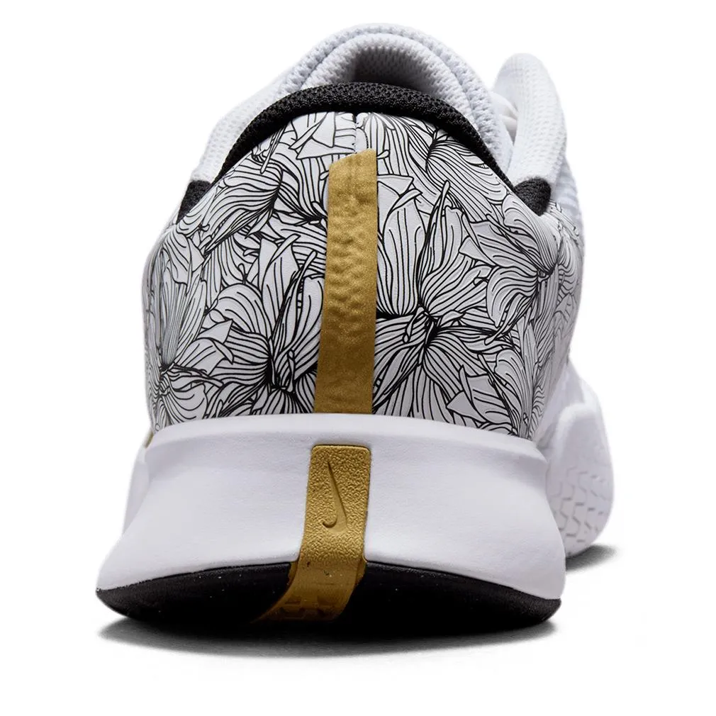 Juniors` Magnolia Air Zoom Vapor Pro 2 Tennis Shoes White and Metallic Gold