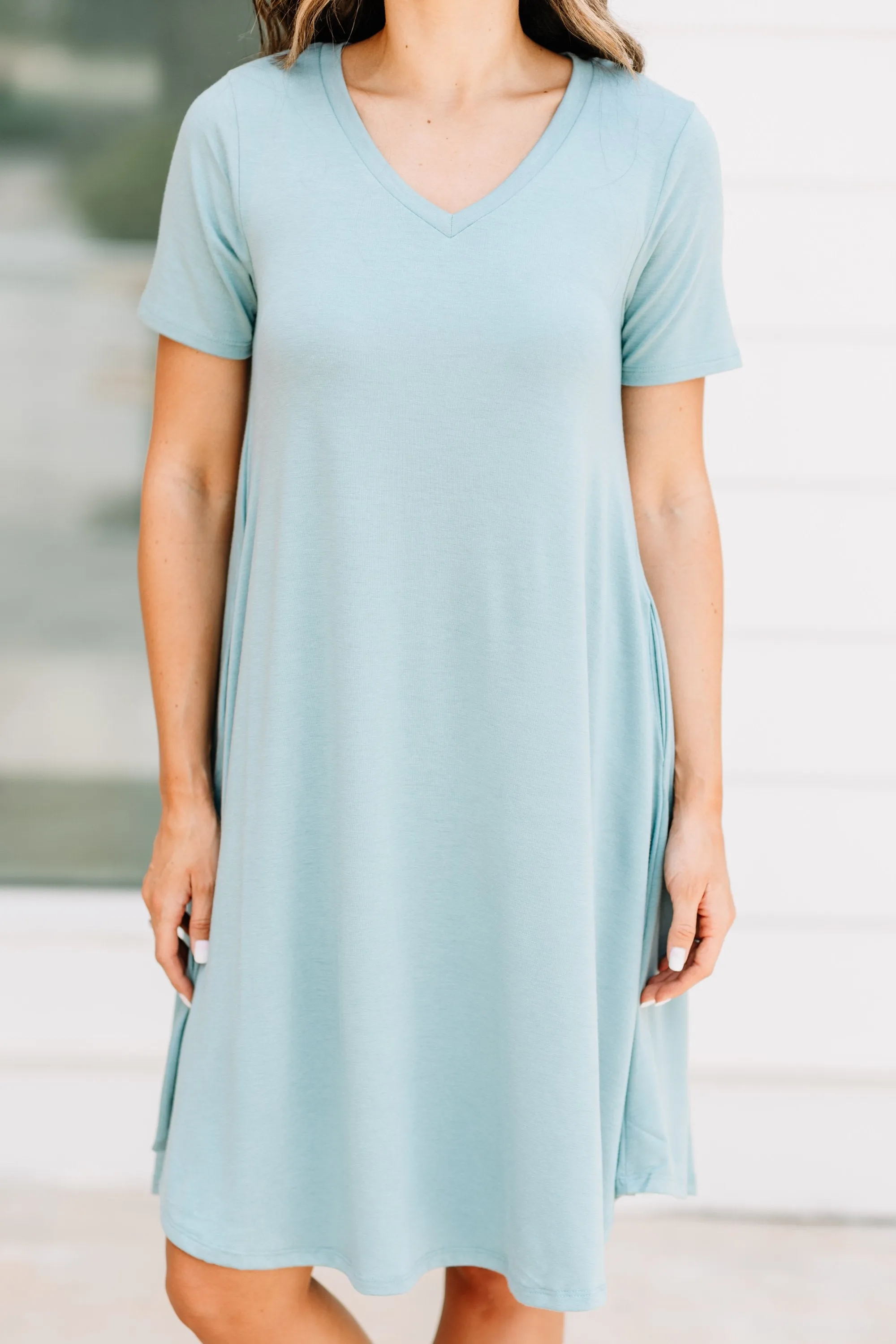 Lean On Me Blue Gray T-shirt Dress