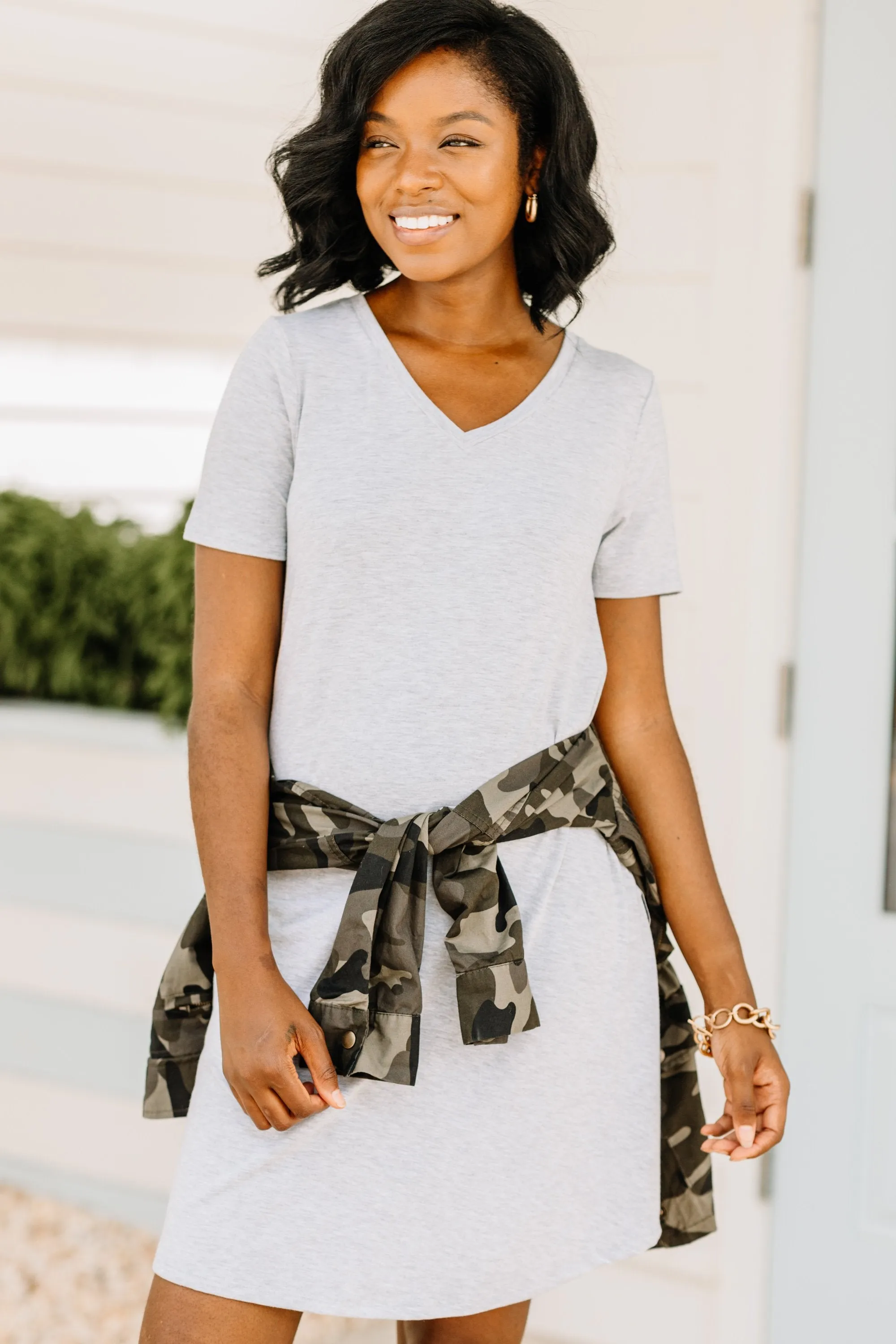 Lean On Me Heather Gray T-shirt Dress