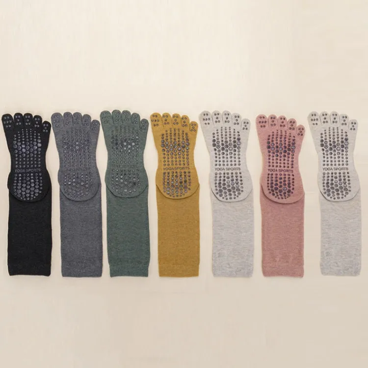 Lengthened Sweat-absorbing Non-slip Yoga Five-finger Socks, Color: Dark Gray(Free Size)