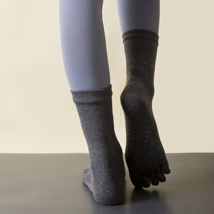 Lengthened Sweat-absorbing Non-slip Yoga Five-finger Socks, Color: Dark Gray(Free Size)