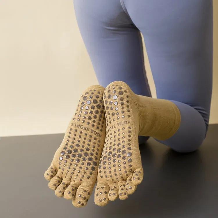 Lengthened Sweat-absorbing Non-slip Yoga Five-finger Socks, Color: Yellow(Free Size)