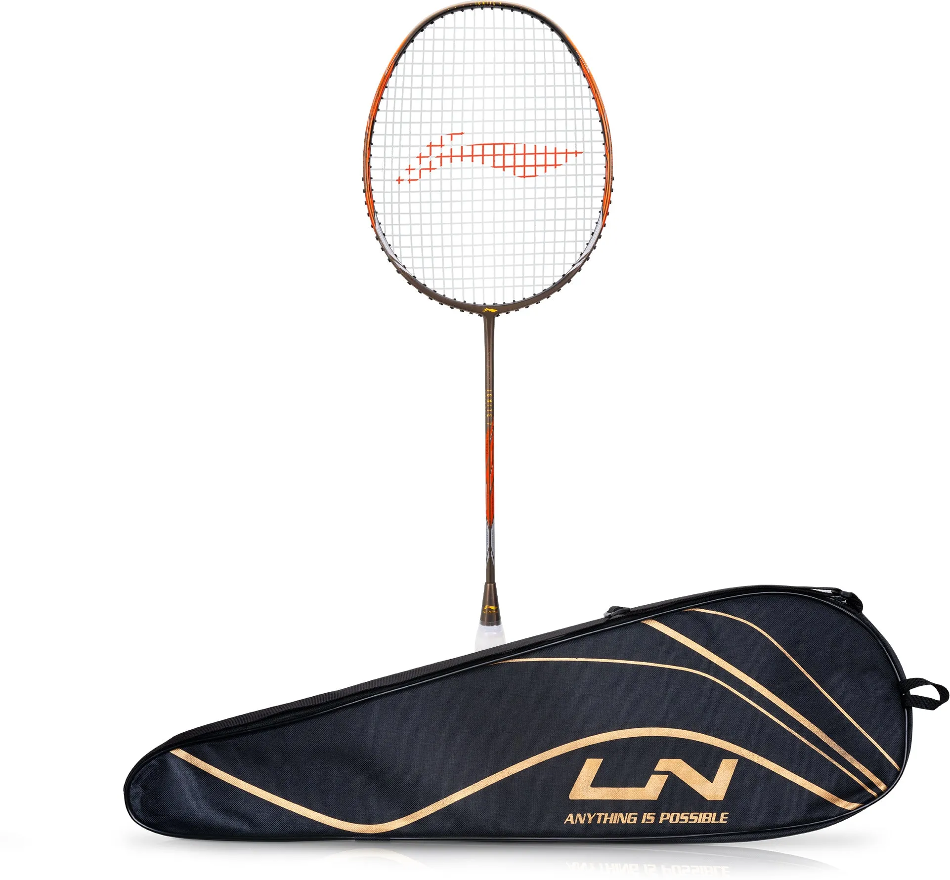 Li-Ning Ignite 7 Strung Badminton Racquet (Grey / Orange)